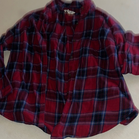 Old Navy Tops - Womens Size 1X Plaid Shirt - Red and Blue
